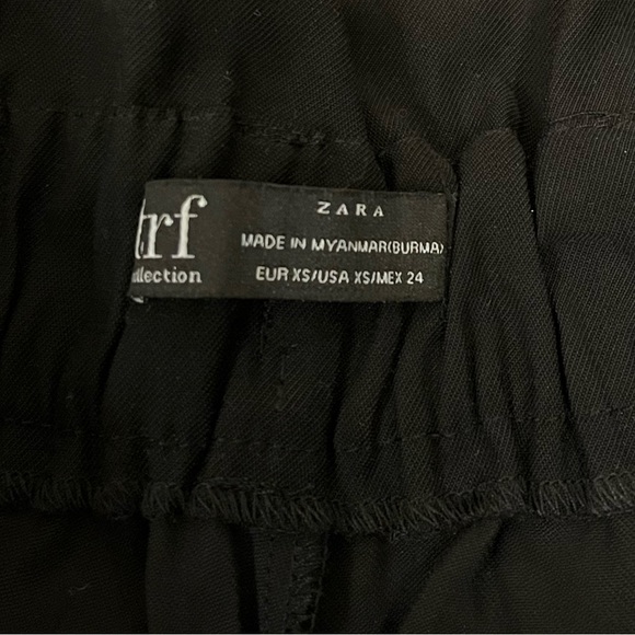 Zara Ribbon Black Cigarette Pants XS Work Dinner Office Ladies Bottoms Suit - Picture 5 of 6